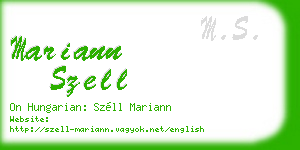 mariann szell business card