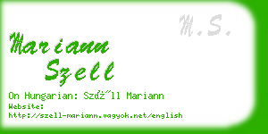 mariann szell business card